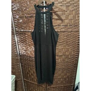 Lyrur Black Halter Bodycon Dress 12 Lace Detail‎ Sleeveless Party goth